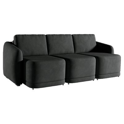 Sofá Cama Modulado Retrátil e Reclinável Decorativo Varsóvia 306cm Veludo Cinza Chumbo G33 - Gran Belo