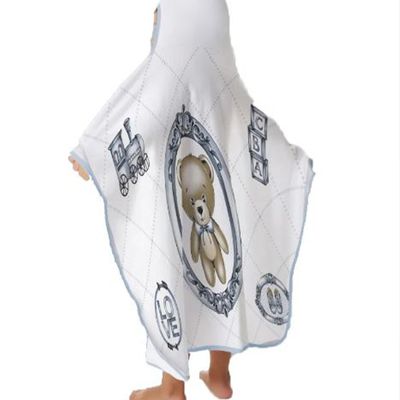 Toalha Baby C/ Capuz Tecebem Estampada Kinder Guilherme Azul