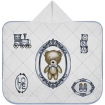 Toalha Baby C/ Capuz Tecebem Estampada Kinder Guilherme Azul