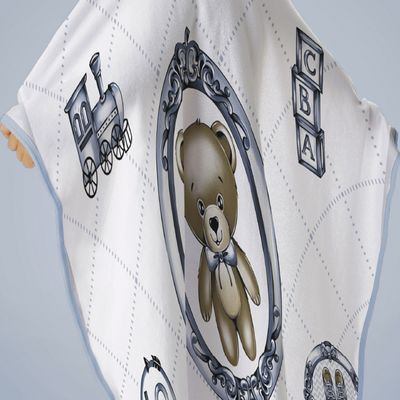 Toalha Baby C/ Capuz Tecebem Estampada Kinder Guilherme Azul