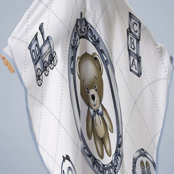 Toalha Baby C/ Capuz Tecebem Estampada Kinder Guilherme Azul