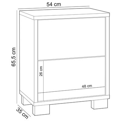 Mesa de Cabeceira 2 Gavetas 54cm Click D03 Freijó Off White - Lyam Decor