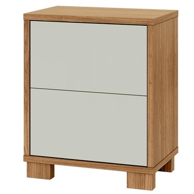 Mesa de Cabeceira 2 Gavetas 54cm Click D03 Freijó Off White - Lyam Decor