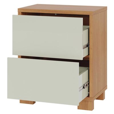 Mesa de Cabeceira 2 Gavetas 54cm Click D03 Freijó Off White - Lyam Decor