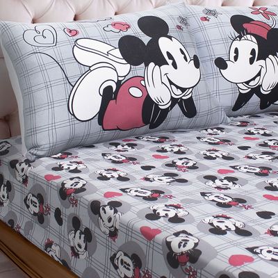 Jogo de Cama Portallar Casal Joy Malha Mista Estampado Disney Namorados Lovefilm 3 Pçs Cinza