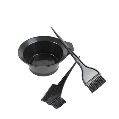 Kit de Coloração Profissional 3 Peças – Pote, Pincel e Pente Aplicador Preto Cabelo Coloração Salão de Beleza