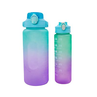 Garrafa Galão de Agua 2L e 900ml Degrade Com Figurinhas Adesivos 3D Tampa:Verde