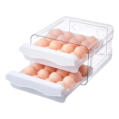 Caixa Organizadora Gaveteiro Duplo para Ovos Cozinha - Mantenha seus ovos organizados, com Gaveta Deslizante