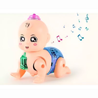 Boneca Bebê Engatinha Interativa com Luz e Som – Brinquedo Educativo para Crianças +3 Anos Luz Som Interativa