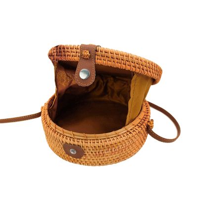 Bolsa De Bambu Redonda Feminina Alça Fixa