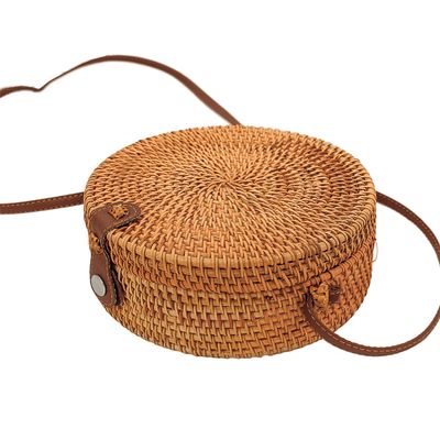 Bolsa De Bambu Redonda Feminina Alça Fixa