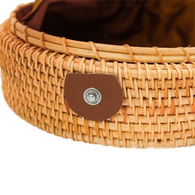 Bolsa De Bambu Redonda Feminina Alça Fixa