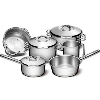 Jogo de Panelas Tramontina Solar em Aço Inox com Fundo Triplo e Tampas de Inox  6 Peças