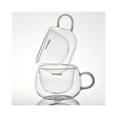 Conjunto de Xícaras de Chá Parede Dupla com Alça 200ml - Bugatti Transparente