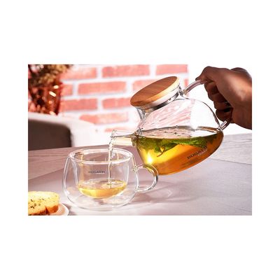 Conjunto de Xícaras de Chá Parede Dupla com Alça 200ml - Bugatti Transparente