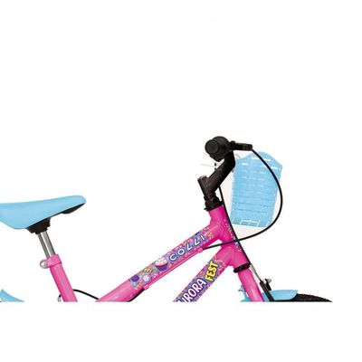 Bicicleta Aurora Fest, Aro 16, Com Freios V-brake, Com Rodas De Apoio, Capa Corrente E Cestinha Rosa-azul Neon