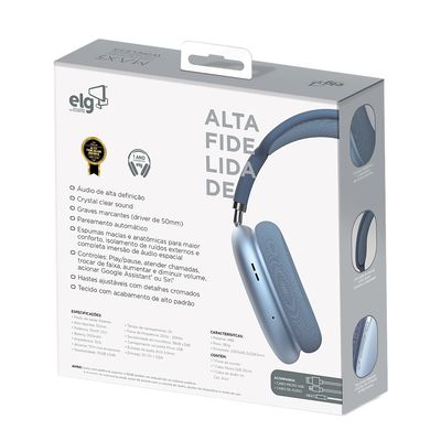 Headphone Bluetooth ELG EPB-MAX5BE com Microfone Azul