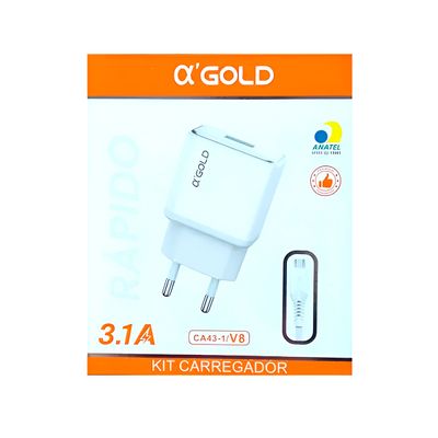 Adaptador Carregador Tomada Turbo 3.1A Cabo V8