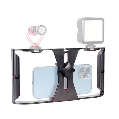 Estabilizador de Celular Universal 4” a 7” com Suporte para Luz e Microfone –  Antiderrapante para Vídeos | Profissional