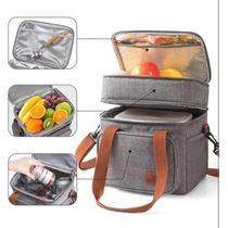 Bolsa Térmica Com Alça Transversal 2 Compartimentos Marmita Lancheira Trabalho Passeio Academia