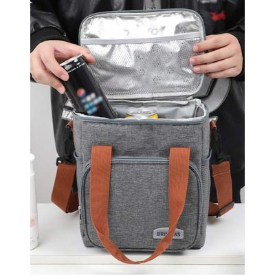 Bolsa Térmica Com Alça Transversal 2 Compartimentos Marmita Lancheira Trabalho Passeio Academia