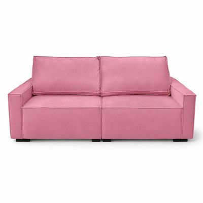 Sofá 3 Lugares Moderno Contemporâneo Sala Recepção Suede Rose