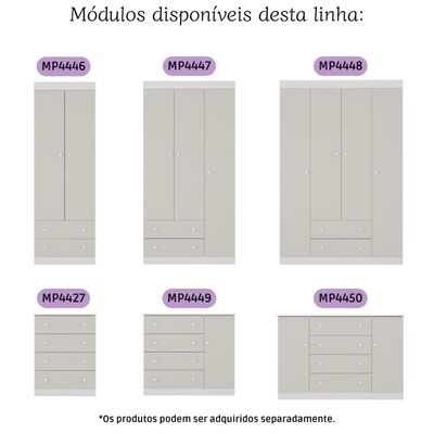 Guarda-roupa Infantil 62cm 2 Portas E 2 Gavetas Encanto Multimóveis Mp4446 Branco/off White Branco/off White