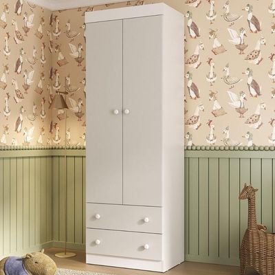 Guarda-roupa Infantil 62cm 2 Portas E 2 Gavetas Encanto Multimóveis Mp4446 Branco/off White Branco/off White