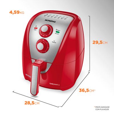 Fritadeira Elétrica Air Fryer Mondial AFN-40-RI 4L Inox/Vermelha - 220V