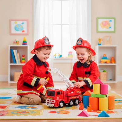Caminhão de Bombeiros Infantil com Escada Móvel e Luz LED – Brinquedo Interativo para Crianças +3 Anos