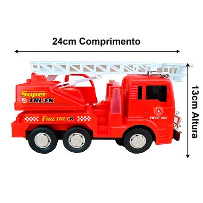 Caminhão de Bombeiros Infantil com Escada Móvel e Luz LED – Brinquedo Interativo para Crianças +3 Anos