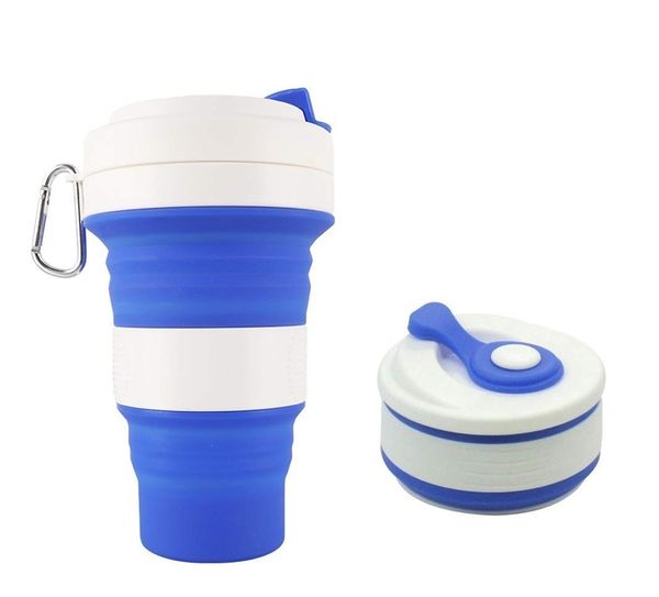 Copo Ecologico Retratil Silicone Grande Dobravel 550ml - Ideal para quem busca Praticidade e Economia de Espaço.Azul