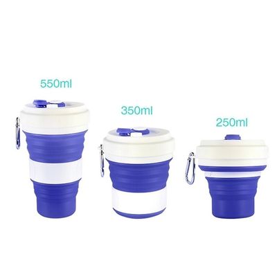 Copo Ecologico Retratil Silicone Grande Dobravel 550ml - Ideal para quem busca Praticidade e Economia de Espaço.Azul