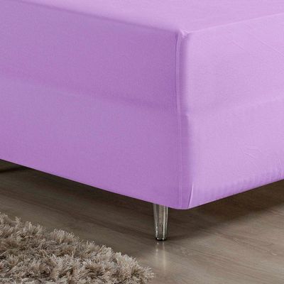 Lençol Com Elástico Solteiro Nobre 1 Peça Luva De Box 55cm De Altura Malha 100% Algodão - Lilás