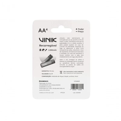 Pilha Recarregável Aa C-4 - 2200mah 1.2v - Vp2ab4r