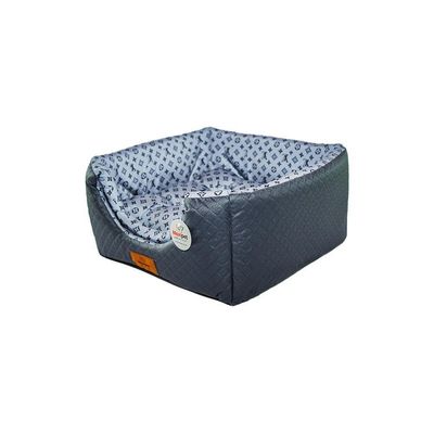 Cama Para Cachorro Toca Quadrada Em Corino + Poliéster Azul Lv Grande (gg) 55 X 55 X 55 Cm