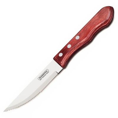 Faca para Churrasco Jumbo Tramontina com Lamina em Aço Inox e Cabo em Madeira Polywood Vermelho 5"