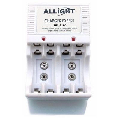 Carregador para Pilhas AA/AAA e Bateria 9V Recarregáveis Bivolt - Branco
