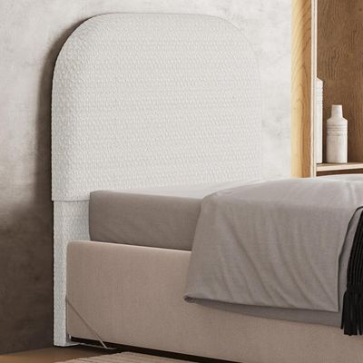 Cabeceira Cama Box 100cm Orgânica Lanna W01 Bouclê Cru - Lyam Decor