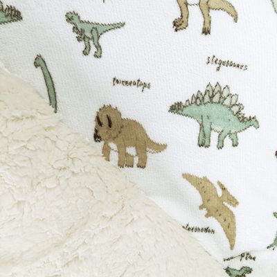 Coberdrom Cobertor Lutti Solteiro Quarto Cama Infantiil Sherpa Manta Toque Lã de Carneiro Dinossauro Verde