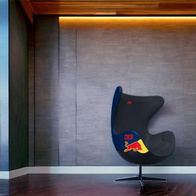 Poltrona Decorativa Egg Chair RB Nº33 c/Regulagem de Altura Azul/Preto G53 - Gran Belo