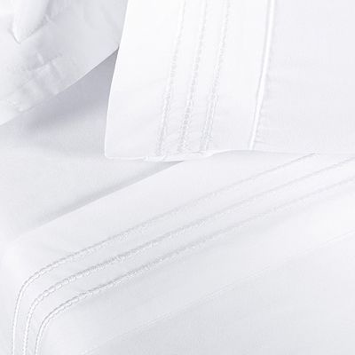 Jogo Cama Lençol Honore Solteiro Micro Percal 200 Fios c/ Detalhes Bordados 3 Peças - Branco Neve