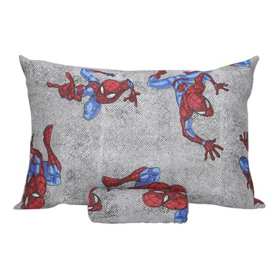 Jogo de Lençol KazzaVip Solteiro Malha  Mista 70% Algodão 30% Poliéster Kids Marvel Spider Wall 02 Peças Cinza