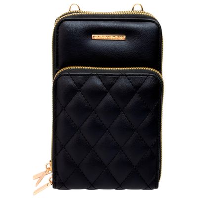 Bolsa Carteira Feminina Alça Matelassê (Preto)