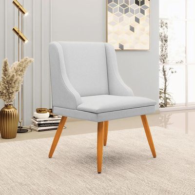 Kit 4 Cadeiras Decorativas Sala de Jantar Pés Palito de Madeira Firenze Linho Cinza/Natural G19 - Gran Belo