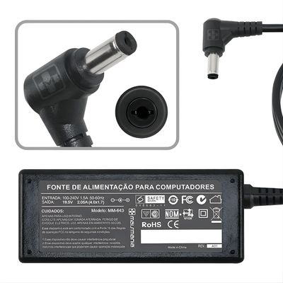 Fonte Compatível HP Compaq 19.5V 2.05A 4.0mm 1.7mm MM643