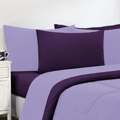 Kit Edredom Malha 100% Algodão Gran Moratta 3 Peças King - Lilás/Roxo