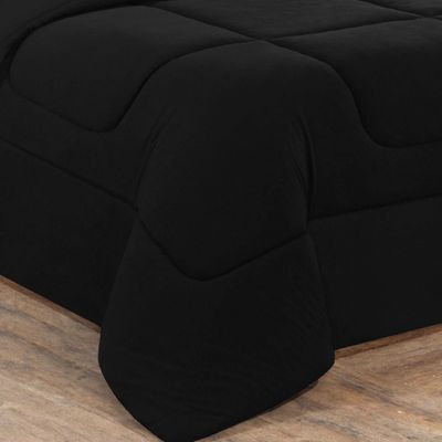 Kit Edredom Malha 100% Algodão Gran Moratta 3 Peças Casal - Preto/Preto