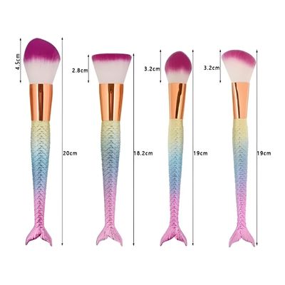 Kit 10 Pincéis Maquiagem Coloridos Calda Sereia Macio