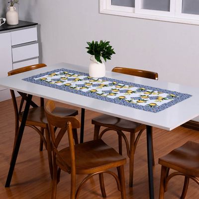 Caminho de Mesa Tropical Estampado 2 Peças 1,25m x 43cm Microfibra - Limão